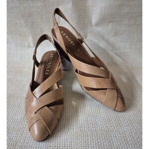 Brand New In Box Aerosoles Carmel Brown Leather Wedge Heel Sandals Shoes Size 9M